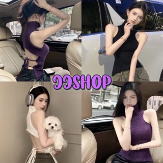 JJ shop 💜พร้อมส่ง เสื้อคอเต่าแขนกุด ไหมพรมเว้าด้านหลัง แซ่บๆห้ามพลาด "8429"