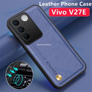 เคสโทรศัพท์มือถือหนัง PU นิ่ม กันกระแทก ปิดด้านหลัง ขอบ TPU สําหรับ Vivo V27 E V27e V27 pro V27pro V 27e