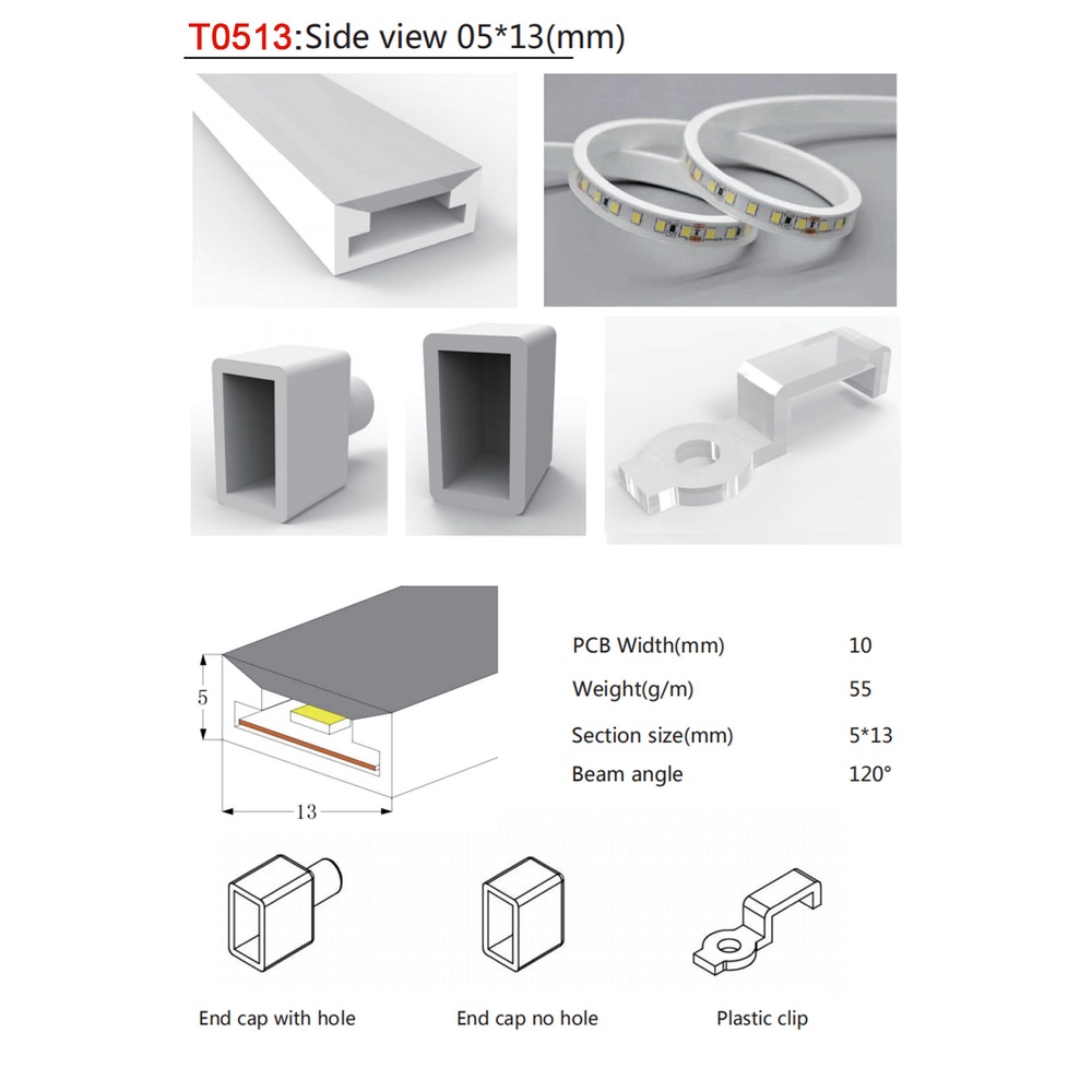 2m T0513 WS2811 WS2812B SK6812 LED ยืดหยุ่นนีออนซิลิกาเจลหลอด IP67 กันน้ําสําหรับตกแต่ง