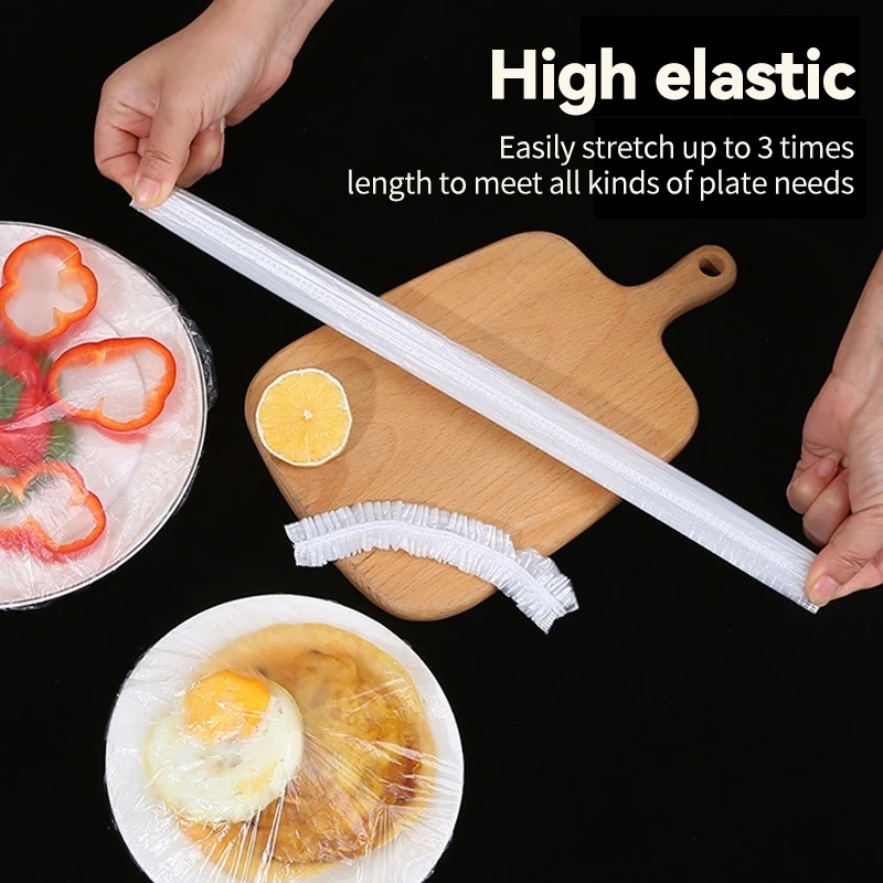 100 ชิ้นอเนกประสงค์โปร่งใส Saran Wrap ฝาครอบอาหารแบบใช้แล้วทิ้ง / ผลไม้เกรดอาหารสดถุงพลาสติกอุปกรณ์ครัว - รูปที่ 5