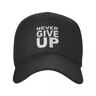 Vvte 【พร้อมส่ง】หมวกเบสบอล ลาย Never Give Up คลาสสิก ปรับได้ สไตล์ฮิปฮอป สําหรับผู้ชาย และผู้หญิง