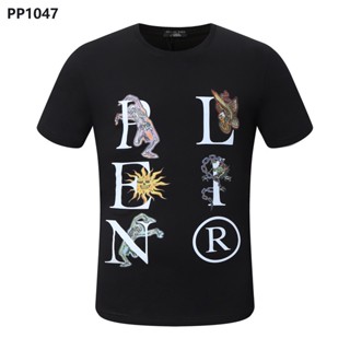 New Style Harajuku PHILIPP PLEIN Men T-Shirt Street Wear Short-Sleeved PP Cotton Round Neck Men Letter Print Tops p_01