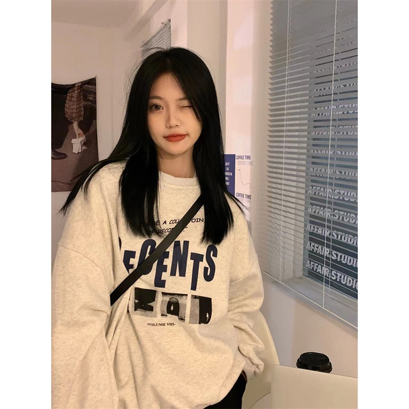 ส่งไวจากไทย TAYCEN เสื้อสเวตเตอร์ ลายพิมพ์ แขนยาว สไตล์เกาหลี โอเวอร์ไซซ์ สำหรับผู้หญิง