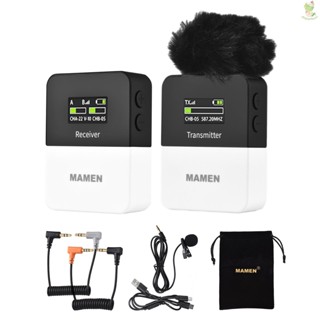 MAMEN KT-W1-K1 One-Trigger-One UHF Wireless Microphone System(1 Transmitter &amp; 1 Receiver) Clip-on Mic 50M Transmission Rang Auto Pairing Real-time Monitoring Built-in Battery 3.5mm Plug for Smartphone DSLR Camera Laptop