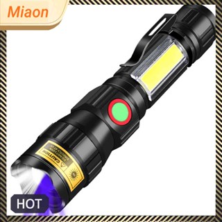 ไฟฉาย T6+COB+365nm LED UV 350lm สีดํา สําหรับตั้งแคมป์กลางแจ้ง