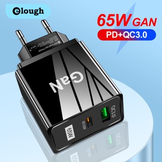 Elough GaN อะแดปเตอร์ชาร์จโทรศัพท์มือถือ 65W PD 5V 6.6A สําหรับ EU US คอมพิวเตอร์