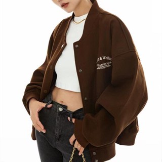 เสื้อแจ็กเก็ตเบสบอล แขนสั้น ปักลาย 22W สไตล์เรโทร อเมริกัน แฟชั่น สําหรับคู่รัก OQUA