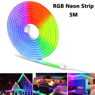 โคมไฟนีออน LED RGB 12V 220V 16 สี กันน้ํา สําหรับตกแต่ง 5 เมตร