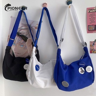 Pioneer Mens Bag กระเป๋าผ้าแคนวาส กระเป๋าสะพายข้างของนักศึกษา สไตล์ญี่ปุ่นสีทึบเรียบง่าย แฟชั่นสบายๆ