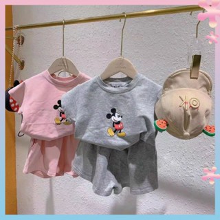 Childrens clothing 2022 new summer girls suit cartoon short-sleeved T-shirt loose shorts baby two-piece suit