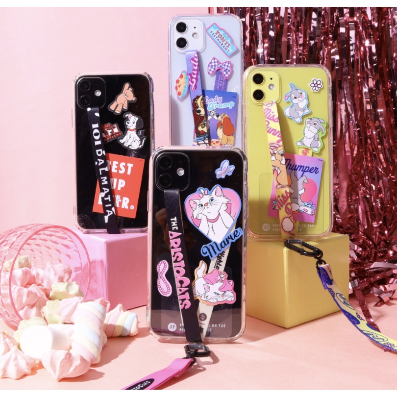 Disney - Hand straps + sticker set for phone (toy story, dalmatians, lady and tramp, marie) keyring holder wrist grip