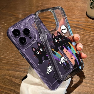 เคสโทรศัพท์มือถือแบบนิ่ม TPU ใส กันกระแทก ลายแมวดํา สําหรับ IPhone 14 13 12 11 Pro Max 7 8 Plus XS Max X XR 6 6S SE 2020