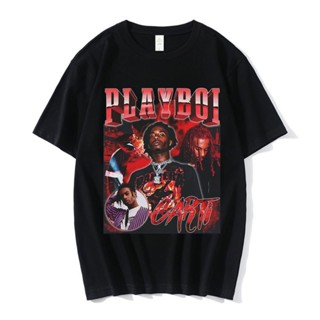 Rdel 【พร้อมส่ง】เสื้อยืดแขนสั้น ผ้าฝ้าย พิมพ์ลายกราฟฟิค แร็ปเปอร์ Playboi Carti สไตล์ฮิปฮอป แนวสตรีท โอเวอร์ไซซ์ สําหรับผ