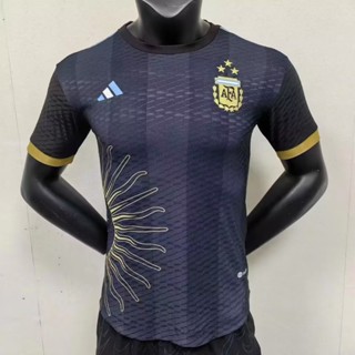 เสื้อกีฬาแขนสั้น ลายทีมชาติฟุตบอล Argentina Sun Black 2023 24 ไซซ์ S-XXL ชุดเหย้า สําหรับผู้ชาย