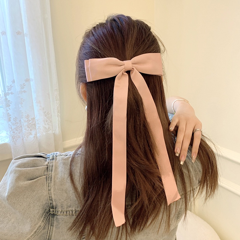 กิ๊บติดผมลําแสงโบว์สีชมพูสไตล์โมริครึ่งผูกหางม้าคลิปสไตล์ใหม่คลิปด้านบน