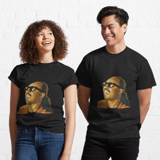 เสื้อเชิ้ตแขนสั้น เสื้อยืดแขนสั้น เสื้อไม่ต้องรีด tshirt ไม่ต้องรีด Stevie Wonder Classic T-Shirt 823407806336528434