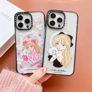 【mikko Bunny girl】CASETIFY เคสโทรศัพท์มือถืออะคริลิค แม่เหล็ก ลายตัวอักษร สําหรับ iPhone 14 Pro MAX 11 12 13 Pro MAX 14 Plus