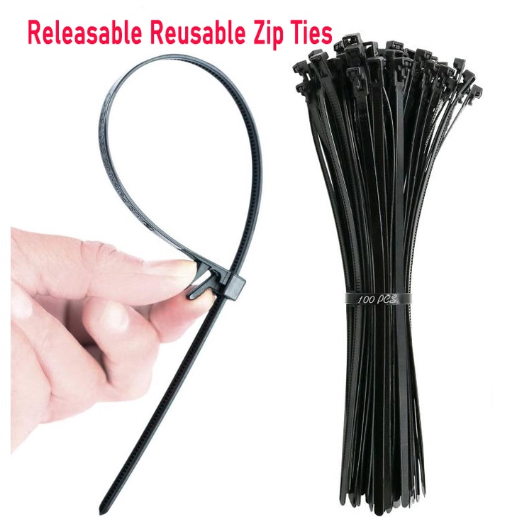 100PCS Releasable Cable Ties ปรับสายไฟ Tie Heavy Duty Wire Twist Ties Reusable Zip Ties ขนาดเล็กสําหรับ Pc,Cord