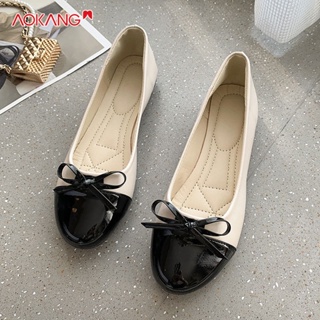 AOKANG ใหม่สแควร์ Toe Slip On แฟชั่นปากตื้น Bow Knot รองเท้าผู้หญิงอินเทรนด์