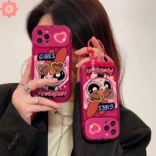 เคสโทรศัพท์มือถือแบบนิ่ม TPU กันกระแทก ลายการ์ตูนพาวเวอร์พัฟฟ์เกิร์ล พร้อมกระจกแต่งหน้า สําหรับ Oppo A57 A7 A5s A12 A15s A15 A53 A9 A5 A31 A33 2020 A3s A77 A11K A35 A77S