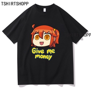 เสื้อยืดคอกลม เสื้อยืดผ้าฝ้าย เสื้อยืดผ้านิ่ม คอกลม เสื้อยืด FGO FGO Give Me Money Tops Anime Fate Grand Order Tee Shirt