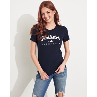 HOLLISTER เสื้อยืดแขนสั้น ผ้าฝ้าย พิมพ์ลายนกนางนวล แฟชั่นฤดูร้อน สําหรับผู้หญิง