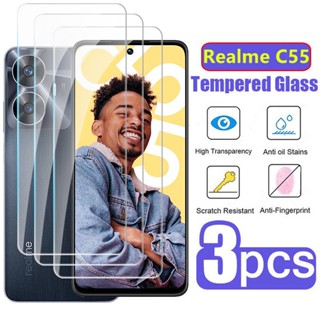 (ขายดี) ฟิล์มกระจกนิรภัยกันรอยหน้าจอ HD แบบใส สําหรับ Realme C55 RealmeC55 5G C 55 1-3 ชิ้น