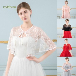 Redd เสื้อแจ็กเก็ต ผ้าคลุมไหล่ ผ้าเชียร์ แต่งลูกไม้ ลายดอกไม้ สีแดง สําหรับเพื่อนเจ้าสาว เพื่อนเจ้าสาว