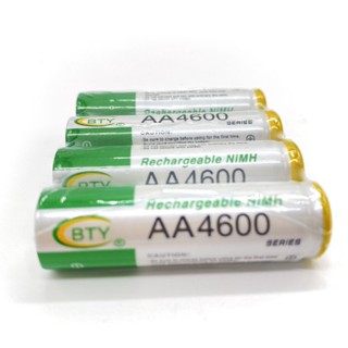 พร้อมส่ง BTY ถ่านชาร์จ AA 4600 mAh NIMH Rechargeable Battery 4ก้อน ถ่าน