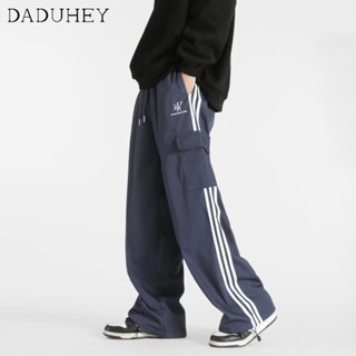 DaDuHey🔥 Mens American Retro High Street Straight Wide Leg Casual Pants 2023 New Fashion Trendy Sports Pants Jogger Pants