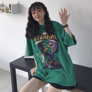 -NEW-เสื้อยืดสกรีนลาย STAR FIRE ลายฮิต ทรงOversize ผ้านิ่ม พร้อมส่ง #A48