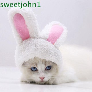 Sweetjohn ที่คาดศีรษะหูกระต่ายสําหรับสัตว์เลี้ยงแมวสุนัขแมวขนาดเล็ก