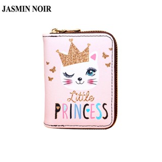 Jasmin NOIR กระเป๋าสตางค์ ใบสั้น หนัง PU พิมพ์ลายการ์ตูนน่ารัก มีซิป สําหรับผู้หญิง