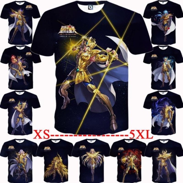 2023 ใหม่แฟชั่นญี่ปุ่นอะนิเมะ Saint Seiya เสื้อยืด Neutral 3D พิมพ์เสื้อยืดลําลองสไตล์ฮาราจูกุแขนสั้นด้านบน