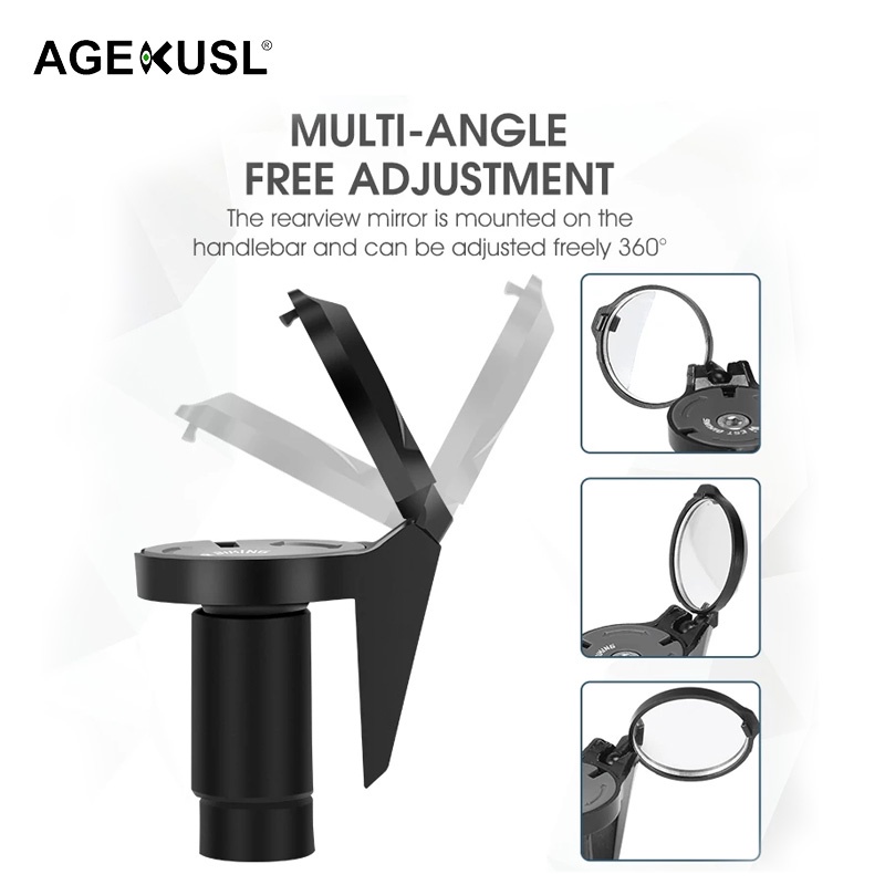 Agekusl กระจกมองหลัง แบบนูน หมุนได้ ปรับได้ สําหรับติดแฮนด์รถจักรยาน MTB ราคา ถูกที่สุด ดีลบีเคเค แกลเลอรีภาพที่ 4