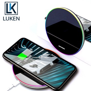 Luken ใหม่ ที่ชาร์จโทรศัพท์มือถือไร้สาย ทรงกลม บางพิเศษ ชาร์จเร็ว สําหรับ iP Android