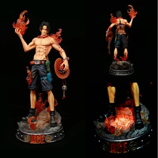 ((พร้อมส่ง) โมเดลฟิกเกอร์ Pirate GK LC Anniversary Fire Fist Ace Scene Statue Base เรืองแสง HMUG