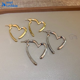 Elegant Metal Heart Stud Earrings for Women Gold Silver Cross Earring Accessories Jewelry