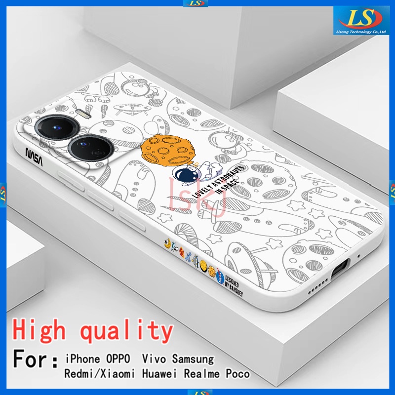 เคส Vivo Y16 Y17 Y12 Y11 Y15 Y19 Y21 Y21S Y21T Y71 Y81 Y02S Y72 5G Y52 5G Y15S Y01A Y01 Y02S Y31 Y20 Y20S G Y12S Y12A Y35 Y50 Y22 Y22S Y33S Y33T T1X เคสโทรศัพท์มือถือ ลายนักบินอวกาศ Nasa สําหรับ TKRC