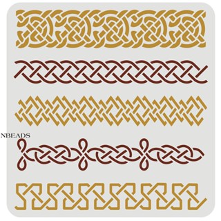 1pc  Celtic Knotwork Border Stencil 30x30cm Reusable Floral Pattern Drawing Stencil Plastic PET 5 Lines Flower Knot Border Stencil for Wall Tile Scrapbook Photo Album DIY Craft