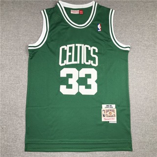 Celtic No. แฟชั่นคลาสสิก เสื้อกีฬาบาสเก็ตบอล ปักลาย 33 สีเขียว สีขาว สไตล์เรโทร สําหรับผู้ชาย 706595