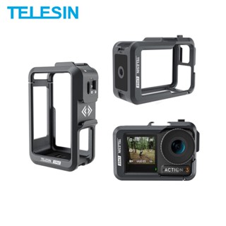 TELESIN Aluminium Alloy Frame Case For DJI Action 3 Shoot Vertically Dual Cold shoe Protective shell For DJI Action 3 Accessorie