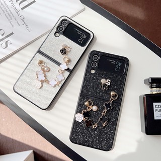 เคสโทรศัพท์มือถือหนังแข็ง ฝาพับ กันกระแทก ลายดอกไม้ พร้อมช่องใส่บัตร สําหรับ Samsung Galaxy Z flip 3 5G 5 Z flip 4 OPPO Find N2