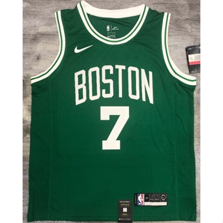 เสื้อกีฬาแขนสั้น ลายทีม NBA Boston Celtics 7# เสื้อกีฬาบาสเก็ตบอล ลายทีม BROWN สีเขียว