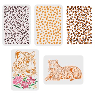 1Set 4 Pcs Cheetah Leopard Print Stencils A4 Size 29.7x21cm Flower Panther Pattern Stencil Reusable DIY Animal Template for Painting on Crafts Wood Fabric Wall Furniture Home Decor