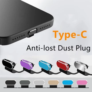 Type C ชาร์จพอร์ต Protector ฝาครอบอินเทอร์เฟซโทรศัพท์ Dustplugs Stopper Universal อุปกรณ์เสริมโทรศัพท์มือถือโลหะ Anti-lost ปลั๊กฝุ่น
