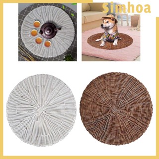 [SIMHOA] เสื่อทาทามิ ทอมือ สําหรับใช้ในบ้าน เล่นโยคะ, ผ้าทำสมาธิทรงกลมคล้ายหวายทอมือ เบาะรองนั่งทาทามิสไตล์ญี่ปุ่น