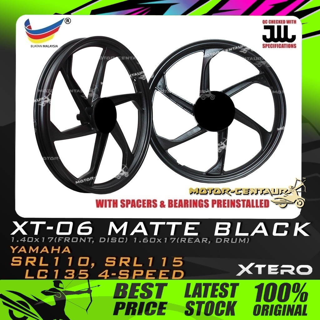 RIM MOTOSIKAL XTERO SPORT RIMS XT-06 1.40X17(DISC, F) 1.60X17(DRUM, R) YAMAHA LC135 4S,LAGENDA SRL11