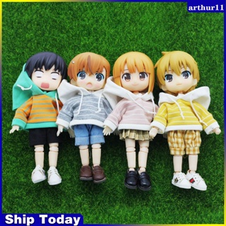 Arthur OB11 เสื้อโค้ทกันหนาว แขนยาว ลายทาง สําหรับตุ๊กตา Obitsu11 YMY DOD BJD และอื่น ๆ 1/12 BJD