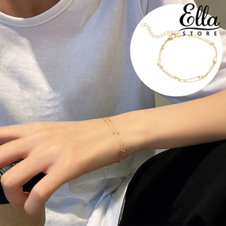 Ellastore123 สร้อยข้อมือ กําไลข้อมือ ยาว สองชั้น เรียบง่าย สีพื้น เครื่องประดับ สําหรับผู้หญิง